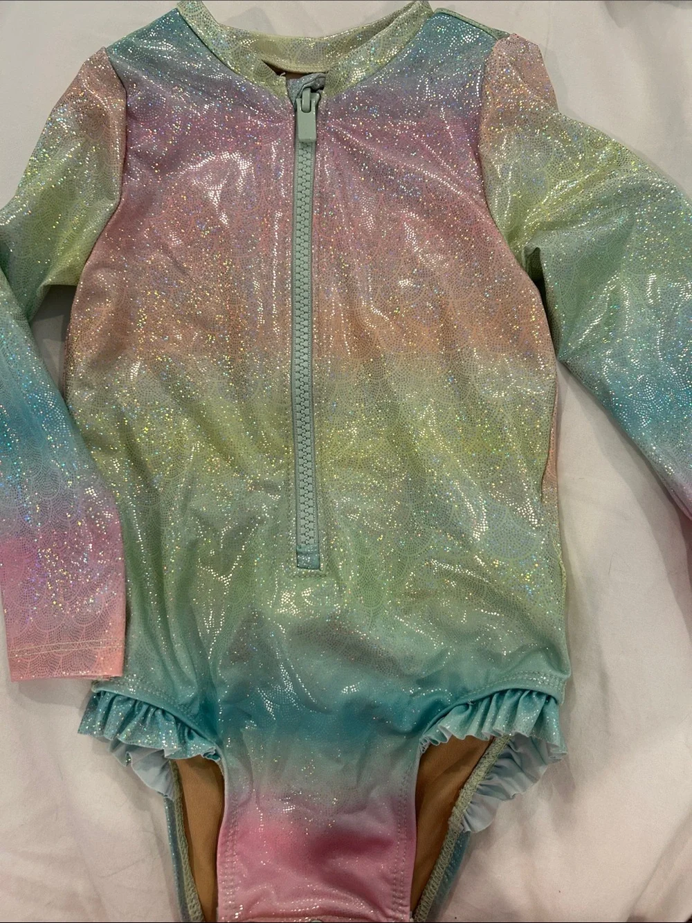 Old Navy Girls' Shimmery Pastel Rainbow Long-Sleeve One-Piece